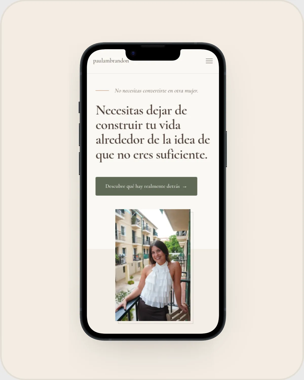 Mockup móvil de la portada de Paula Márquez Brandon